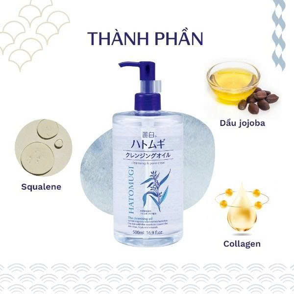 Dầu Tẩy Trang Reihaku Hatomugi The Cleansing Oil 500ml 5
