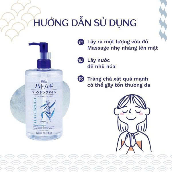Dầu Tẩy Trang Reihaku Hatomugi The Cleansing Oil 500ml