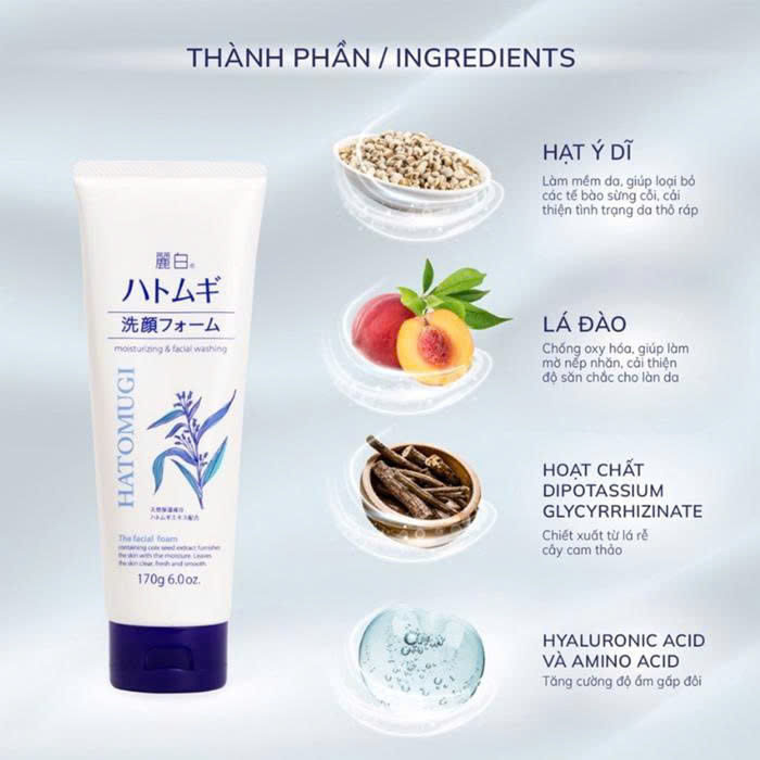 Sữa Rửa Mặt Chiết Xuất Hạt Ý Dĩ Hatomugi 170g