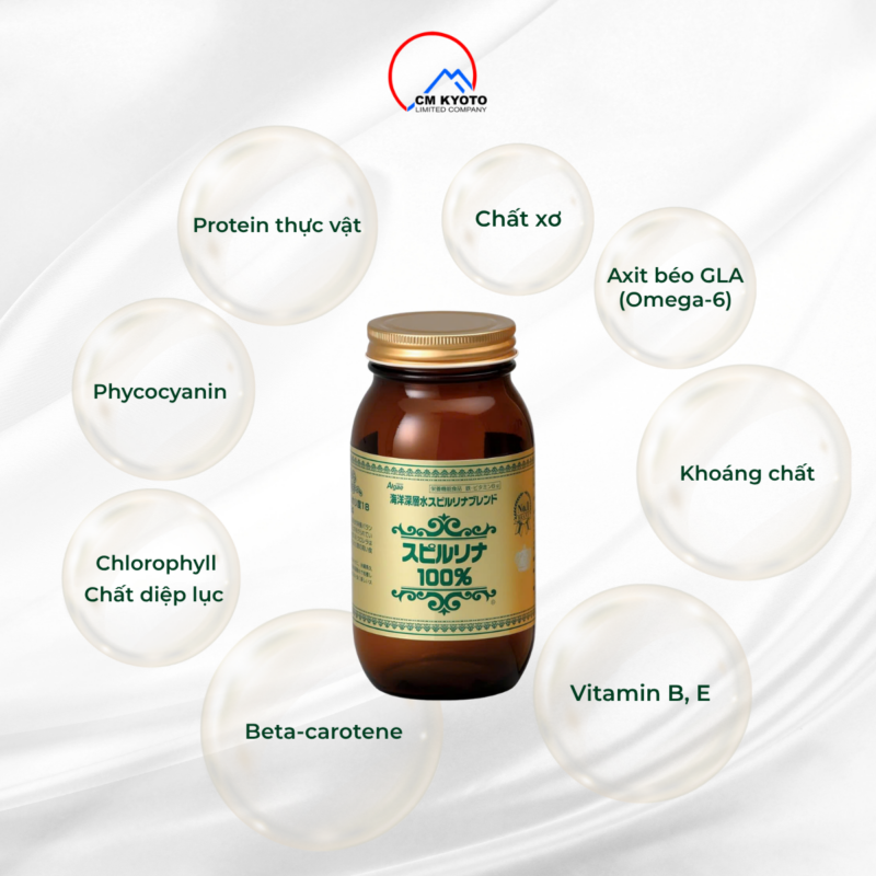Dinh Dưỡng Nổi Bật Có Trong Tảo Xoắn Tem Đỏ Spirulina Nhật Bản