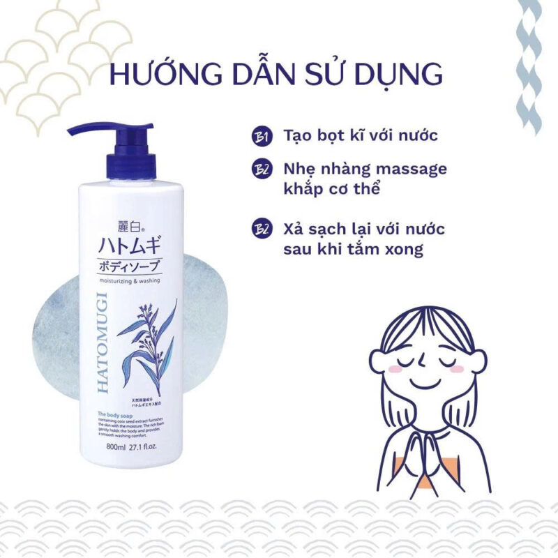 Sữa Tắm Hatomugi Dưỡng Ẩm Chiết Xuất Ý Dĩ 800ml