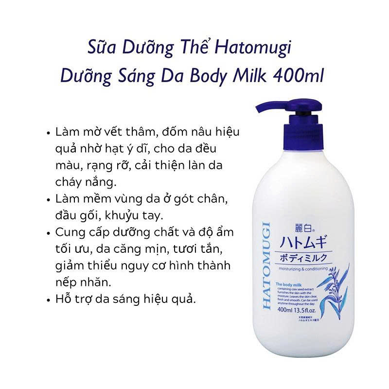 Sữa dưỡng thể ban đêm Hatomugi 400ml