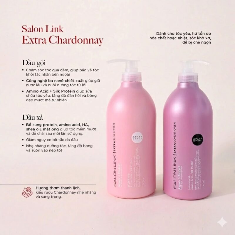 Gội xả dưỡng ẩm phục hồi Salon Link Extra 1000 ml