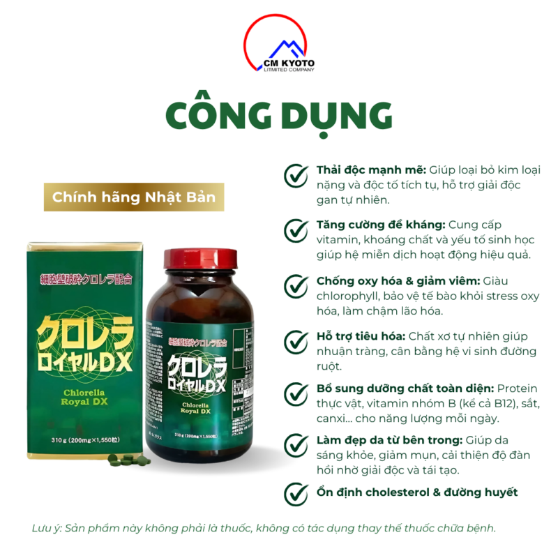 Tảo Lục Chlorella Royal DX Nhật Bản 1550 viên