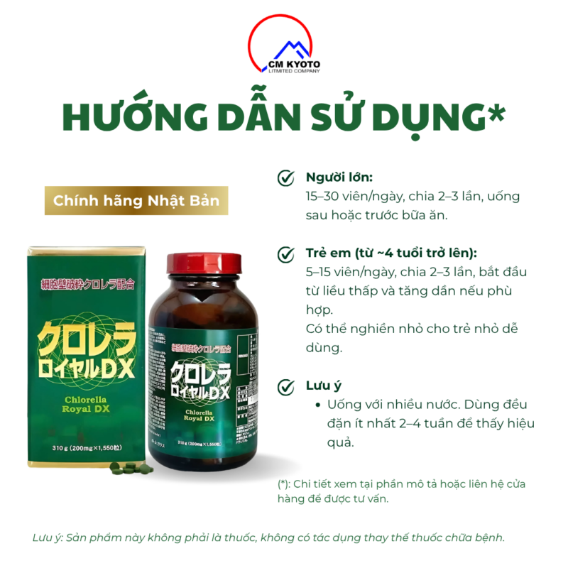 Tảo Lục Chlorella Royal DX Nhật Bản 1550 viên