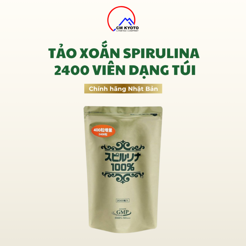 Tảo xoắn Spirulina 2400 viên dạng túi Nhật Bản