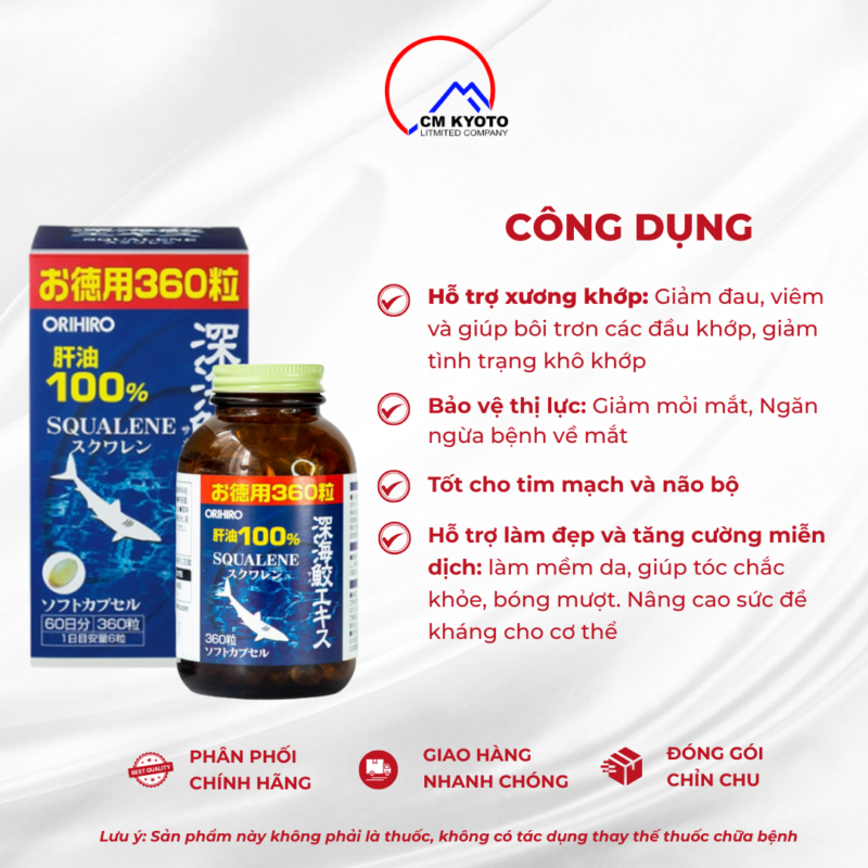  Viên Uống Dầu Gan Cá Mập Orihiro 360 Viên