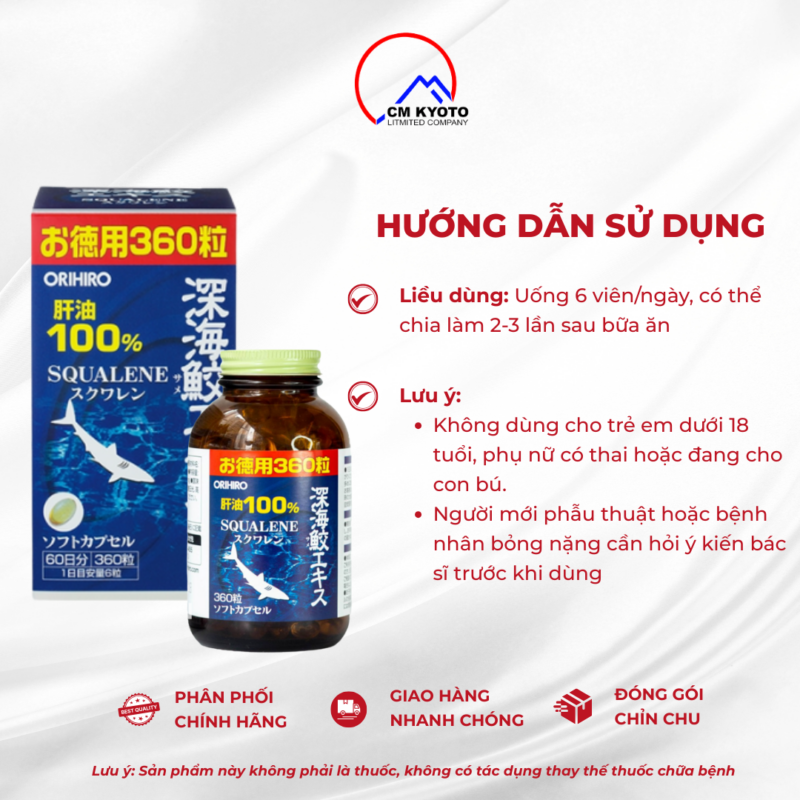 Viên Uống Dầu Gan Cá Mập Orihiro 360 Viên