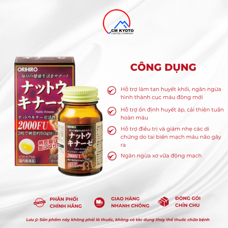 Viên Uống Natto 2000Fu Orihiro Hỗ Trợ Phòng Ngừa Tai Biến