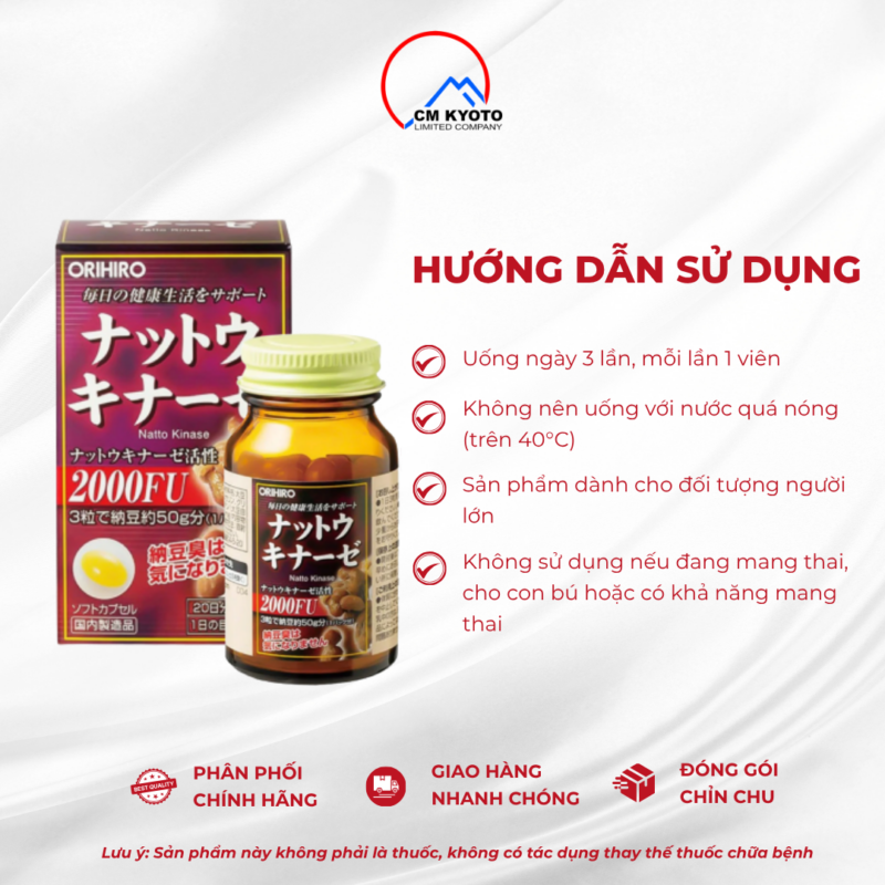Viên Uống Natto 2000Fu Orihiro Hỗ Trợ Phòng Ngừa Tai Biến