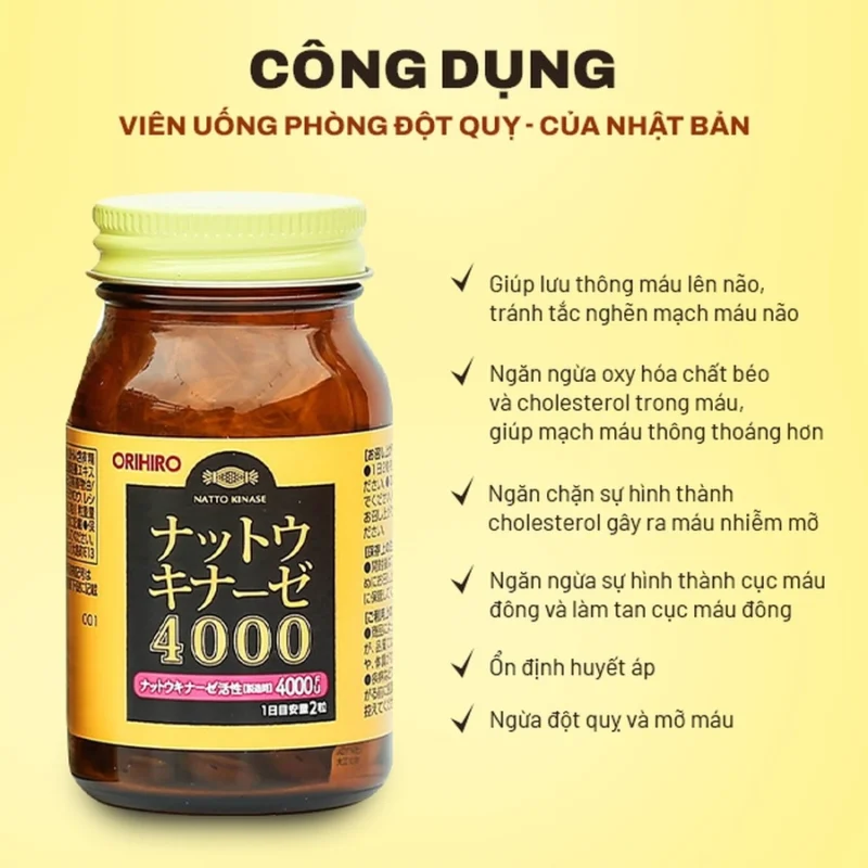 Viên Uống Natto 4000Fu Orihiro Hỗ Trợ Phòng Ngừa Tai Biến